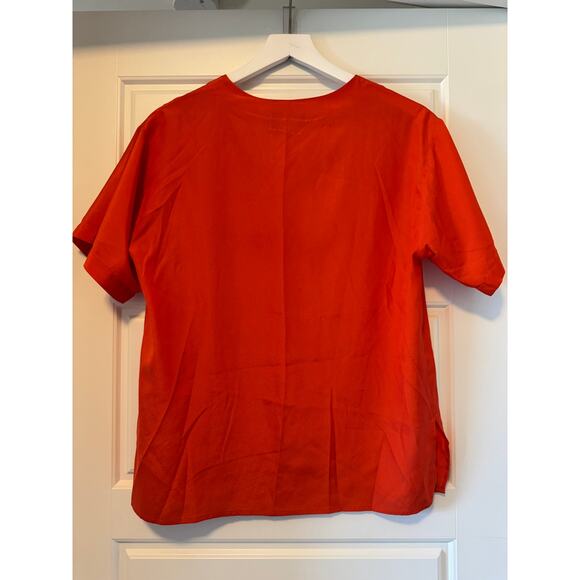 Gianna Silk V-Neck Blouse in Orange, Women's Size M - Picture 6 of 6